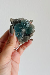 Load image into Gallery viewer, Fujian fluorite on quartz specimen
