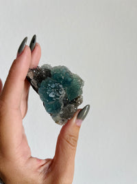 Load image into Gallery viewer, Fujian fluorite on quartz specimen
